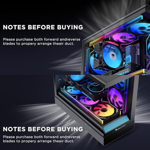 Interstellar V2 120mm PC Reverse Blade Case Fan Infinity Mirror Module Daisy-Chain ARGB Fan Triple Pack with Controller Suitable for Computer Case & 360mm AIO Cooler(Black) - color: V2 Black Reverse-1Piece