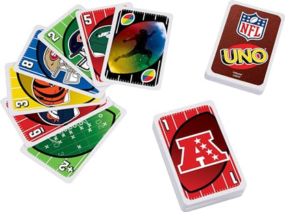 Mattel Games UNO NFL Card Game with Storage Tin, Ages 7+ | With NFL Team Logos & Special Rules for Kids, Teens & Family Game Night, Ages 7+, 2-10 Players (Amazon Exclusive) - style: UNO NFL