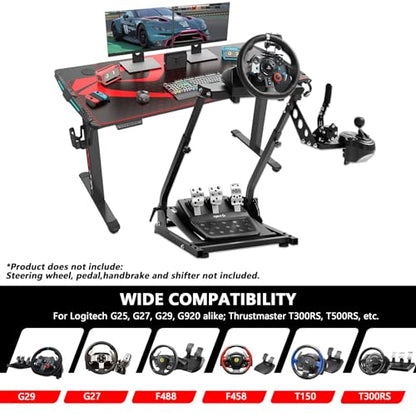 Dardoo Racing Steering Wheel Stand with Shifter Lever Fit for Logitech G27 G25 G29 G920, for Thrustmaster Gaming Racing Simulator Stand Foldable Without Wheel Shifter