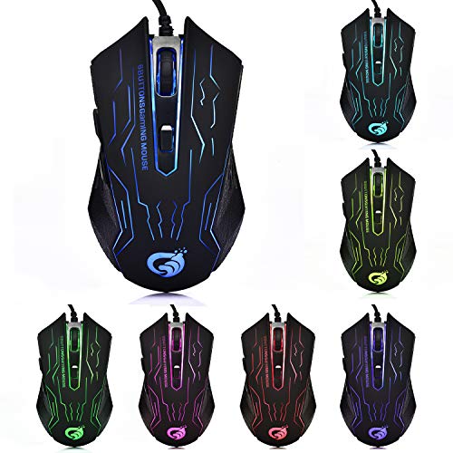 Gaming Mouse Wired - Game Computer Mice with 6 Buttons for PC,Gamer - USB Wired Mouse - Comfortable Grip - … (Black)