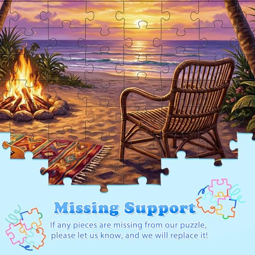 4 Packs 100 Piece Puzzle, Beach Harvest Winter Campfire 100 Piece Puzzles for Adults Seniors, Nature Landscape Large Piece Jigsaw Puzzles 100 Pieces for Seniors Adults Family Game Gifts (15x10 in)