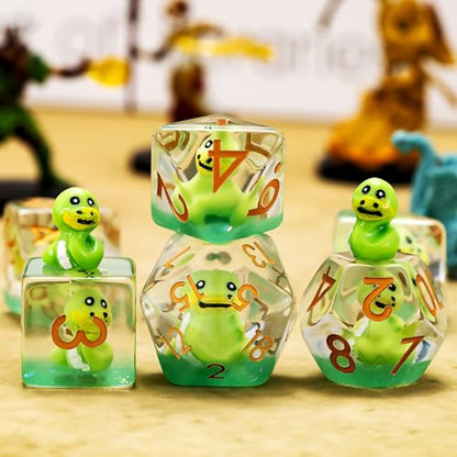Snake DND Resin Dice Set, Polyhedral D&D Snake Dice Inclusion Dice for Dungeons and Dragons MTG RPG - color: Snake