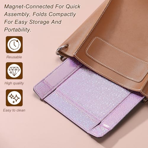 uxcell PU Leather Dice Tray, Rectangle Magnetic Folding Velvet Portable Folding Dice Rolling Tray for Table Games Keys Wallet Watch Coin, Glitter Silver White - color: Silver White