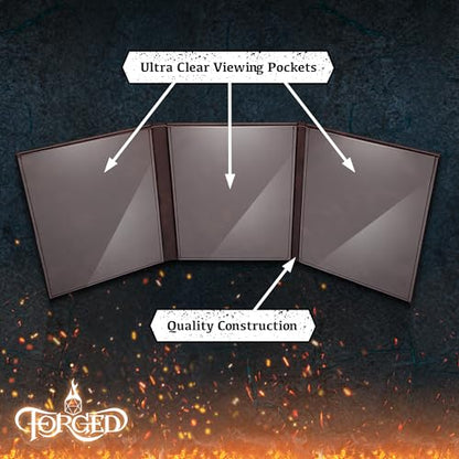Game Master Screen - 30in Portrait DM Screen Compatible with Dungeons and Dragons and Other TTRPG - Faux Dragon Skin with Clear Dry Erase 8.5 x 11 Pockets - Slipcase Stores with DND Books - Brown - color: Portrait Brown