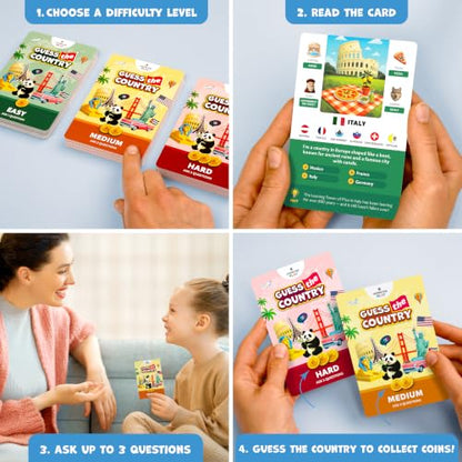 Guess The Country Card Game – World Geography for Kids 8-12 – Educational Family Game – Geography Trivia Challenge for Teens - color: Country