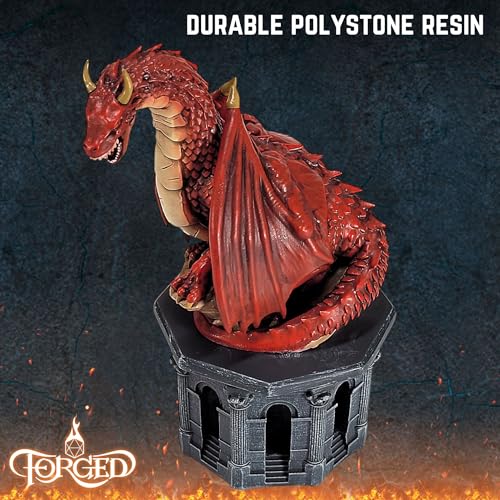 Forged Dice Co. Dragon Dice Jail - D&D Dice Holder and Storage Box with Removable Collectors Dragon Miniature - Fits Up to 2 Standard Polyhedral RPG Sets - Red - color: Red Dragon Dice Jail
