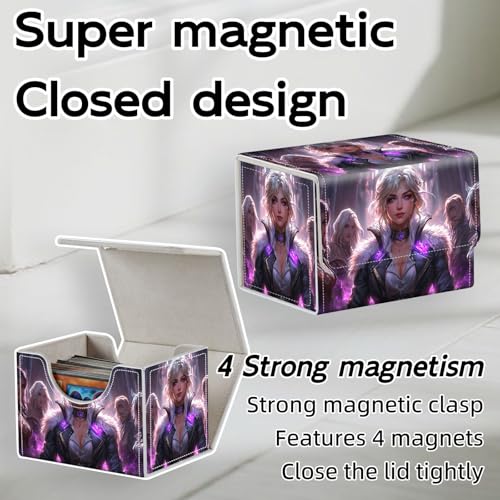 Trading Card Storage Box, Holds 100+ for MTG Cards, PU Leather with Magnetic Closure, Fantasy Female Elf Group Durable Deck Box for Magic the Gathering, Trading Card Games - color: Fantasy Female Elf Group