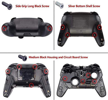 eXtremeRate Black Faceplate Backplate Handles for Nintendo Switch Pro Controller, Soft Touch DIY Replacement Grip Housing Shell Cover for Nintendo Switch Pro - Controller NOT Included - color: Black