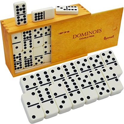 Dominos Game Double 9 - Dominos Set for Adults and Kids Ages 8 and up - Double Nine Dominoes Set, Classic Board Games - Domino Set for Family Game Nights - Double Nine Dominos Set 55 Tiles with Case - style: Double 9