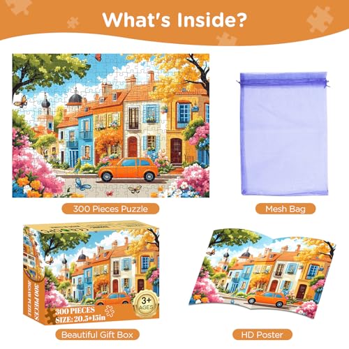Jigsaw Puzzles 300 Pieces for Kids Adults Seniors, Car Butterfly Puzzles for Adult, Recycled Paper 300 Pieces Puzzle as Home Decor, Sturdy Puzzle Challenging Family Game Great Gift - style: Car