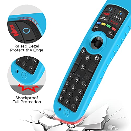 Silicone Case for LG MR21GA MR21GC Remote Control [Shockproof] Anti-Slip Protective Cover for LG MR22GA MR22GN MR23GA MR24GN Magic Remote 2021-2024 Case Sleeve Holder Protector Skin (Glow Blue) - color: Glow Blue