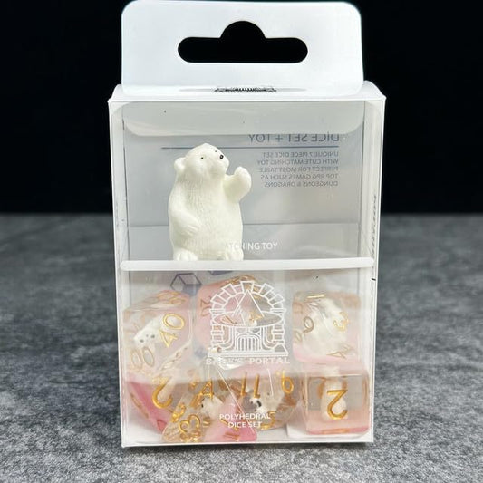 Sage's Portal Familiars Dice and Toy Set Combo Resin DND Dice Set Polyhedral Dice Set for Dungeons and Dragons RPG Pathfinder Tabletop TTRPG (Polar Bear + Figurine) - color: Polar Bear, style: Dice Set +Mini Figure