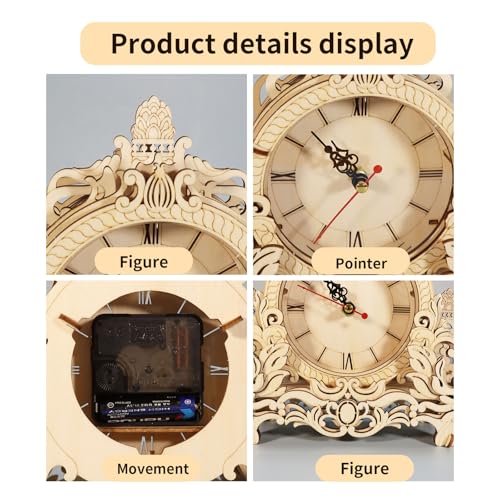 Music Park 3D Wooden Puzzle Clock Model Kits Building Kits Desktop Clock DIY Architectural Building Blocks Creative Gift Home Decor for Family | DIY desktop clock model building kit. Architectural design craft kits for adults. Home decoration and gift. -