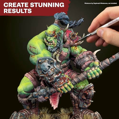 The Army Painter, Warpaints Fanatic Starter Set, 11 x 18 ml | Incl. Metallics, Wash, Brush-On Primer, 1 Figures 28mm & 1 Brush - Acrylic Paint Set, For Dnd & Warhammer 40K Miniatures