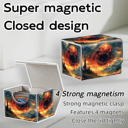 Trading Card Storage Box, Holds 100+ for MTG Cards, Premium PU Leather with Magnetic Closure, Giant Monster Head In Heavens Durable Deck Box for Magic the Gathering, Trading Card Games - color: Giant Monster Head In Heavens