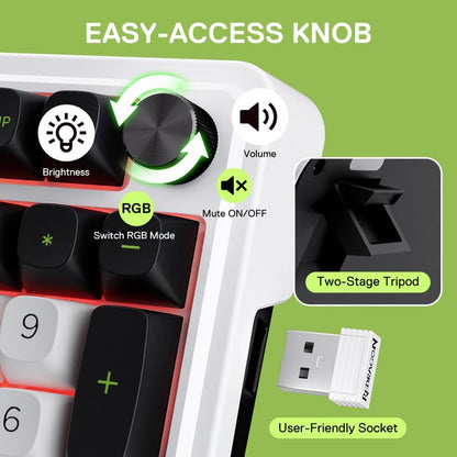 Redragon K686 PRO Wireless RGB Gasket Gaming Mechanical Keyboard, Easy Knob | Multi-Function Control Wheel, 0-Delay Tri-Mode, Cushioned 5-Layer Noise Dampening for Creamy Thocky Sound, Practical 98 Keys - color: GreenFlash Genji, size: 98 Keys