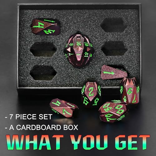 FONVGOGO Metal DND Dice Set for Dungeons and Dragons - 7-Piece Polyhedral RPG D and D Dice Set with Unique Cool Stonehenge Design & Cardboard Box - for Tabletop Gaming Gifts (Brown Green) - color: S Brown Green