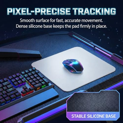 Tempered Glass Gaming Mouse Pad - Large 400×500×3mm (Moonlight White) Thin Large Hard Mat, No - Slip Base for High - DPI Precision, Scratch - Resistant Smooth Surface, FPS/MOBA/Office Use - color: Moonlight White, size: Large