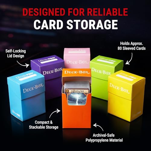 Ultra-Pro Deck Box, Set of 6 (Orange, Purple, Light Blue, Pink, Yellow, Light Green)