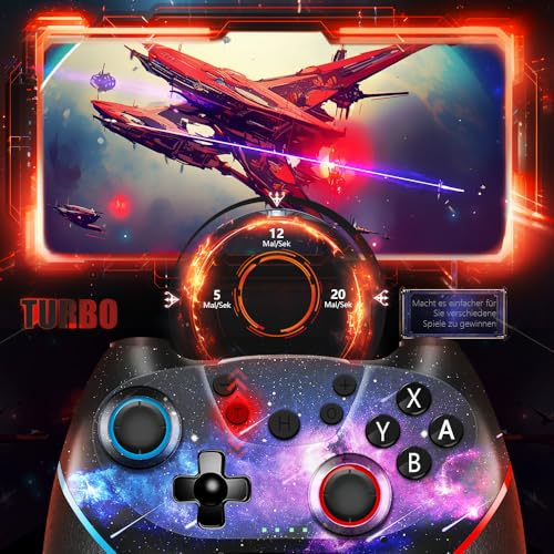AceGamer【Upgraded Wireless Controller for Nintendo Switch/Lite/OLED/Windows, [No Drifting] Hall Effect Joystick for Nintendo Switch Controllers with Wake Up/Turbo/Vibration/Back Buttons (Galaxy) - color: Galaxy
