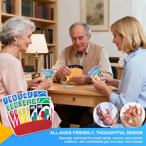 Card Holders for Playing Cards — 4-Pack Playing Card Holder, with Foldable Stand, Suitable for Little Hands, Seniors, Adults, Compatible with UNO, Poker, Essential for Game Night.