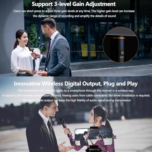 COMICA Revo S Wireless Handheld Interview Microphone,Reporter Mic with USB-C Receiver, Compatible with iPhone 15/16,Android Phones,Laptops,and PC, Professional Mic for Podcasting, Report,Interview