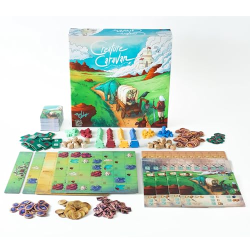 Red Raven Games Creature Caravan Adventure Board Game | Epic Adventure Tableau-Building Board Game of Traveling, Trading & Battling Ember Zombies Across Arzium