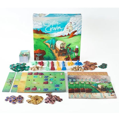 Red Raven Games Creature Caravan Adventure Board Game | Epic Adventure Tableau-Building Board Game of Traveling, Trading & Battling Ember Zombies Across Arzium
