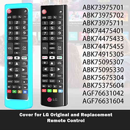 Case for LG TV Remotes, Cover for LG Smart TV Remote Control AKB75095307 AKB75375604 AKB74915305 Original, Replacement Silicone Skin Sleeve Glow in The Dark Blue - color: Sky Blue