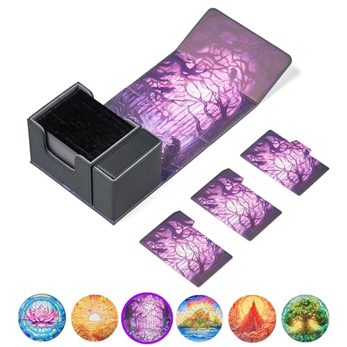 Card Deck Box For MTG Commander, Fits 100 Double-Sleeved Cards, Premium Leather, TCG Deck Box For Magic EDH, Magnetic Case with 3 Dividers & Dice Storage Box (Decaying Swamp) - color: Decaying Swamp, style: Deluxe