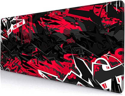 Mouse Pad Gaming, Large XXL Mouse Pads, Non-Slip Rubber Base Mousepad, Keyboard Mouse Mat Desk Pad with Stitched Edges, 31.5x11.8 inch Black Red - color: 07 Black Red