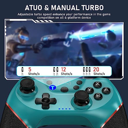 Diswoe Controller for Switch, Wireless Pro Controller for Switch 2/Switch/Switch Lite/Switch OLED, Remote Gamepad with Joystick, Adjustable Turbo Vibration with Programmable Function - color: Blue+BF