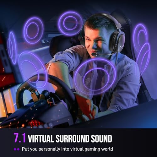 FIFINE Wired Gaming Headset, Gamer Headset with 3.5mm and USB Dual Connectivity, 7.1 Surround Sound, Tuned 50mm Drivers, Detachable Mic, Over-Ear Headphones for PC/PS5/Xbox, Black-AmpliGame H9 - color: Black