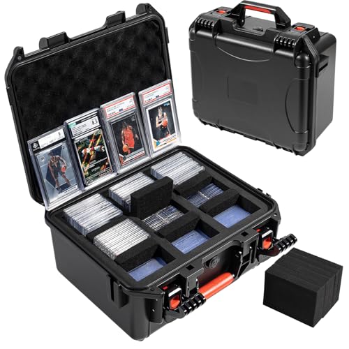 QINGUANG Graded Card Storage Box,Trading Card Case with 6 Foam Dividers,IP67 Waterproof PSA Slab Case for PSA/CSG/CGC/BGS Top Loaders Sports Cards (14.06"x11.81"x6.89") - size: 3 Rows upgraded