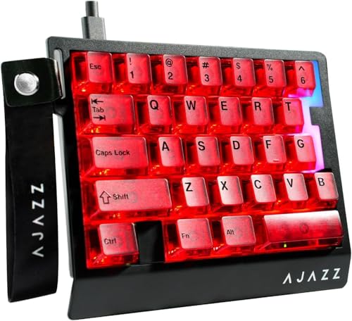 A.JAZZ AK029 Wired 29 Keys One-Handed RGB Gaming Keyboard with 8000HZ,0.01mm RT Magnetic Switches Adjustable Actuation,Hotswappable Mechanical Keyboard,Aluminum Plate,Web Driver for Gamers-Red - color: Red Transparent