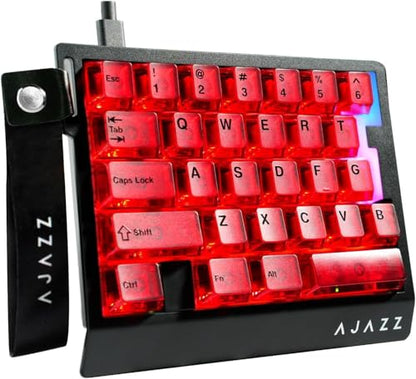 A.JAZZ AK029 Wired 29 Keys One-Handed RGB Gaming Keyboard with 8000HZ,0.01mm RT Magnetic Switches Adjustable Actuation,Hotswappable Mechanical Keyboard,Aluminum Plate,Web Driver for Gamers-Red - color: Red Transparent