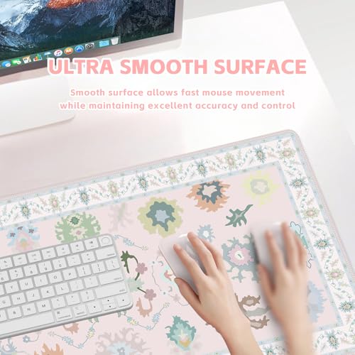 Baziabbo Pink Ozarks Desk Mat,XXL Extended Big Mouse Pad,Gaming Mousepad with Stitched Edge,Non-Slip Rubber Base Keyboard Desk Pad for Home Office Study Game - color: Pink Ozarks