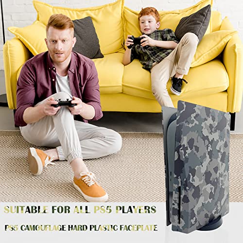 Face Plates Cover Skins Shell Panels for PS5 Disc Edition Console, Accessories for PlayStation 5 Protective Faceplates (Gray Camouflage) - color: Gray Camouflage
