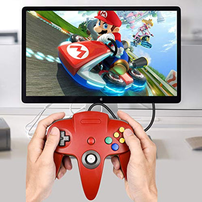 iNNEXT 2 Pack USB N64 Controller, Wired PC Gamepad [3D Analog Stick] Compatible for Windows PC iOS MAC Linux Raspberry Pi Genesis Higan Project 64 Retropie OpenEmu Emulator (Plug & Play) (Grey)