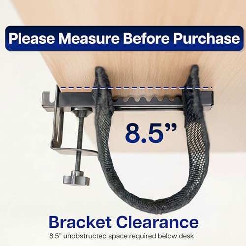 VIVO No Drill Clamp-on 44 inch Mesh Net Under Desk Cable Management Wire Organizer, Adjustable Home Office Standing Desk Cord Storage Sleeve, Black, DESK-AC44MH - size: 44"