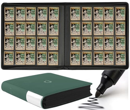 Premium 2000 Pocket Card Binder - 20 Pocket Trading Card Binder with Sleeves Fits 2000 Cards, Ringless Card Album for TCG - Model A，Blackish Green - color: 20P - Blackish Green