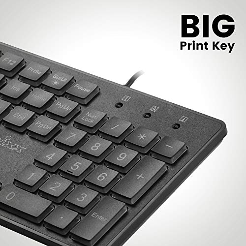 Perixx PERIBOARD-317 Wired Backlit USB Keyboard, Big Print Letter with White Illuminated LED, US English Layout,Black - style: White Backlit