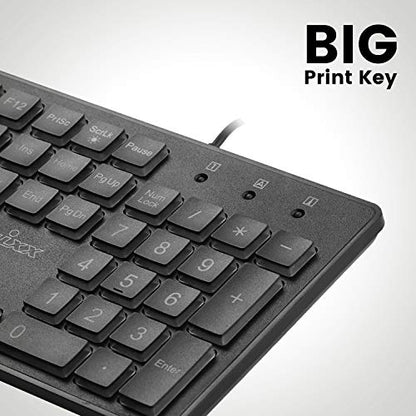 Perixx PERIBOARD-317 Wired Backlit USB Keyboard, Big Print Letter with White Illuminated LED, US English Layout,Black - style: White Backlit