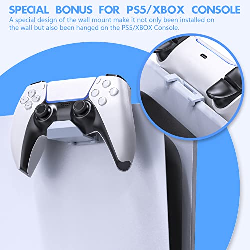 Wall Mount Holder for PS5 Pro/Slim and Switch Controllers - Strong Adhesive/Screw Headphone Stand, Headset Hanger Hook for Universal Controller and Headset - 6 Pack