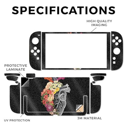 Glossy Glitter Gaming Skin Compatible with Nintendo Switch 2 Console Only - Spring Heart - Premium 3M Vinyl Protective Wrap Decal Cover - Easy to Apply | Crafted in The USA by MightySkins - color: Spring Heart, size: Switch 2 Console Skin Only, style: Glo