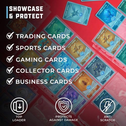 9-Pocket Card Sleeves Binder Sheets, 70 Count – Clear PVC-Free, Acid-Free Protector Sheets for Pokémon, YuGiOh, MTG, TCG, Game & Sports Cards