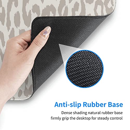 Leopard Print Gaming Mouse Pad Large Cheetah Desk Mat, 31.5x11.8in, XL | Extended Big Mousepad, Waterproof Smooth Surface, Non-Slip Rubber Base, Stitched Edges, For Keyboard Mouse, For Home Office - color: Grey Leopard Print