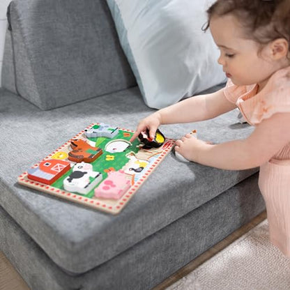 Melissa & Doug Farm Wooden Chunky Puzzle (8 pcs) - FSC Certified | 8 Chunky Wooden Pieces, Stand-Up Farm Animals and Barn, Motor Skill Building Puzzle Play, Toddler Toys for Kids, Ages 2+ - size: 11.95 x 8.95 x 1.0, style: Farm