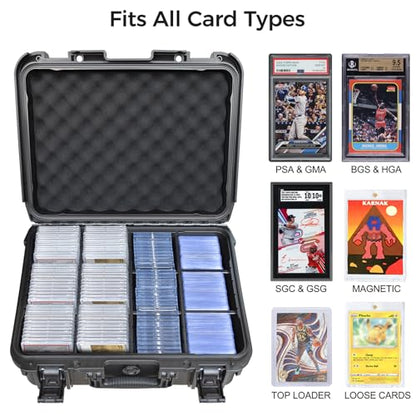 Graded Card Case Storage Box, Extra Large Trading Card Box, PSA Slab Case | Waterproof Trading Card Storage Box with 8 Adjustable Dividers; Fits BGS, SGC, CGC, CSG Slabs, Top Loaders & Magnetic Holders - color: Extra-Large Capacity / Black