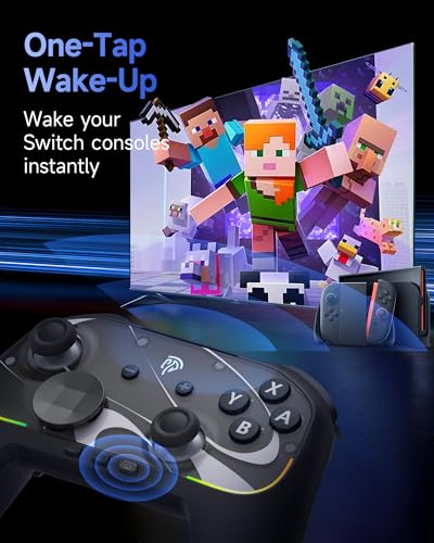 EasySMX S10 Elite Wireless Controller for Switch 2 with One-Key Wake-Up | Hall Effect Anti-Drift Joysticks, Programmable Buttons, HD Rumble, Motion Control and NFC, Multi-platform Controllers - color: black
